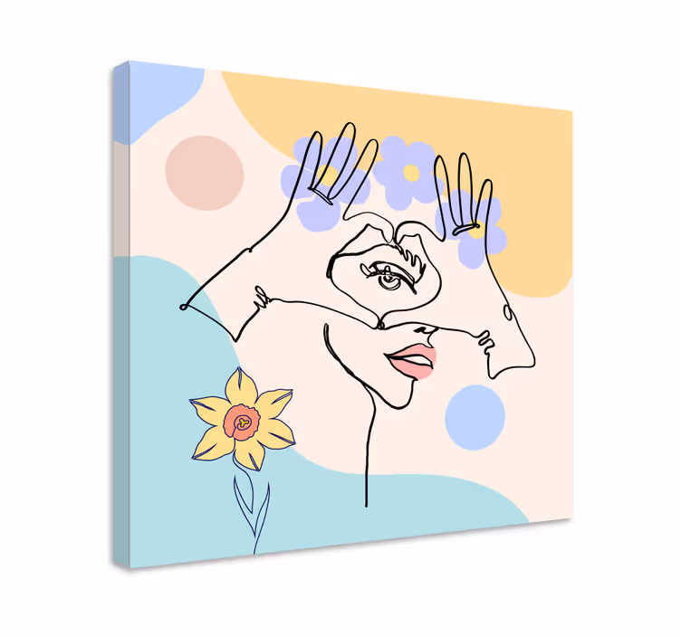Cuadro arte trabajo de línea de mano abstracto - TenVinilo