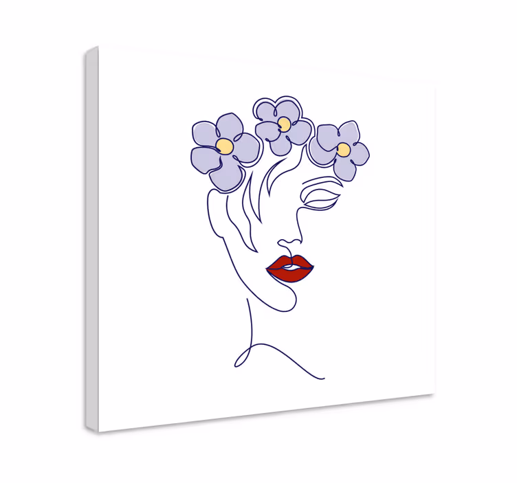 Cuadro arte mujer elegante floral - TenVinilo