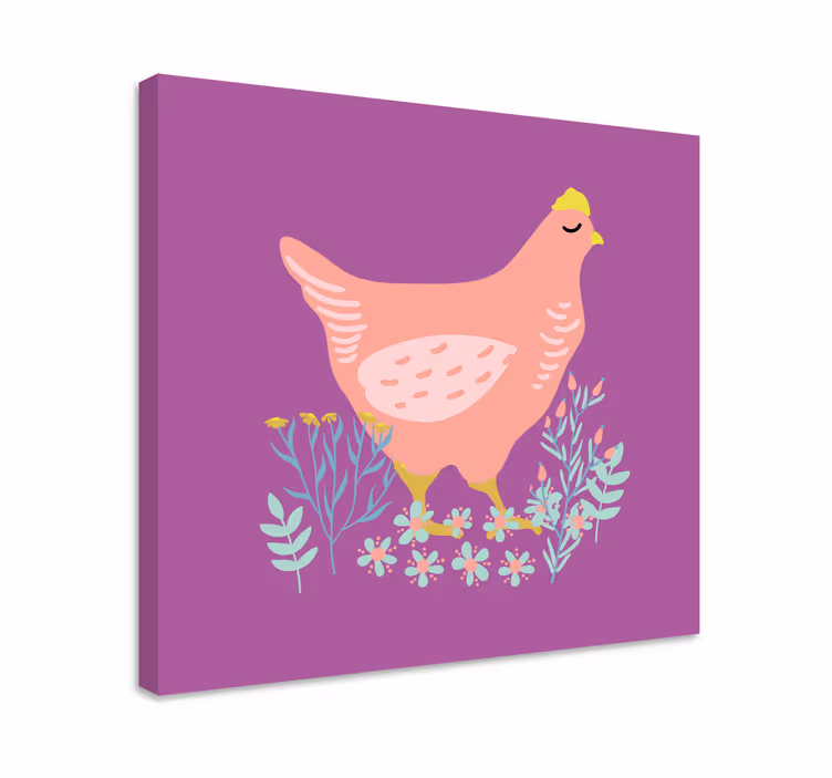 Cuadro animales encantadora gallina rosa - TenVinilo