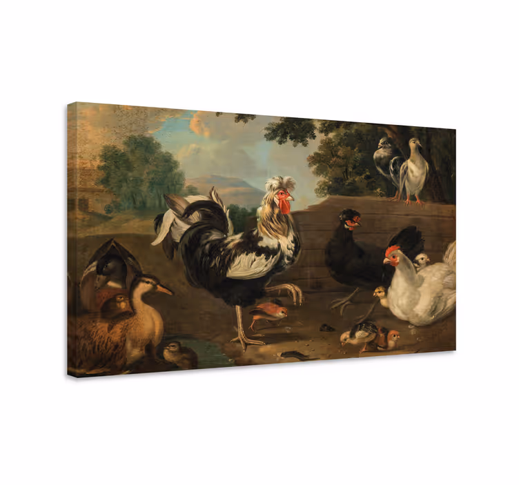 Cuadro aves reunión de gallos de granja - TenVinilo