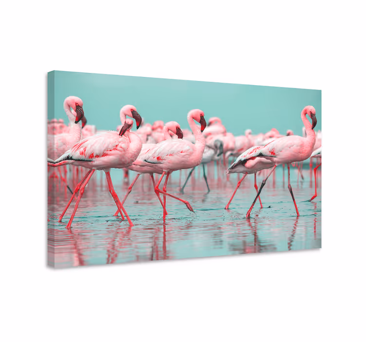Cuadro animales reunión de flamencos - TenVinilo