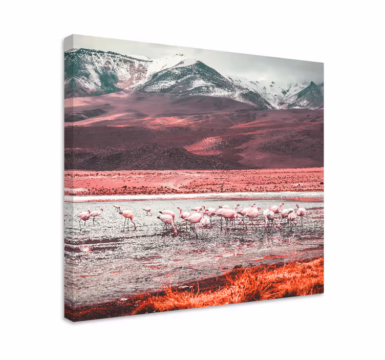 Cuadro aves flamencos junto al agua - TenVinilo