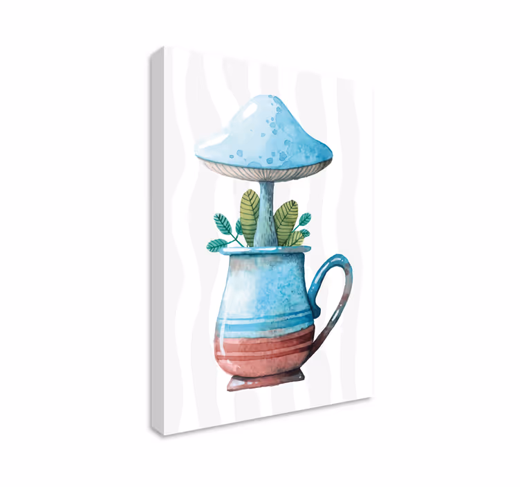 Cuadro de flores hongo en taza - TenVinilo
