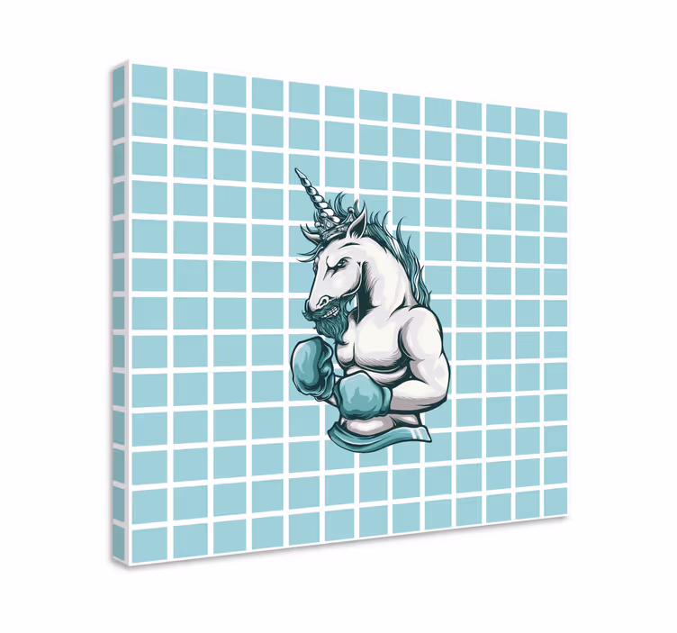 Cuadro de suphéroes unicornio campeón musculoso - TenVinilo