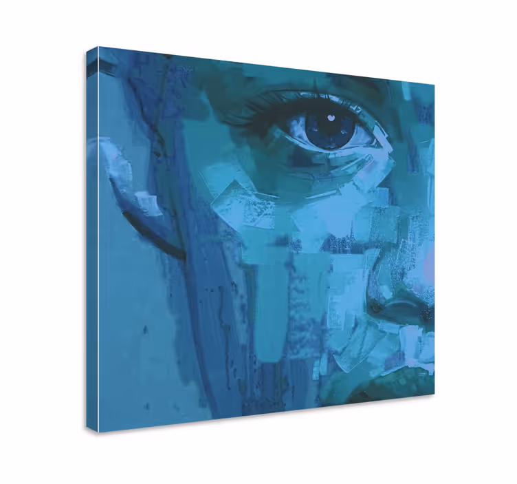 Cuadro de personas detalle del ojo azul - TenVinilo