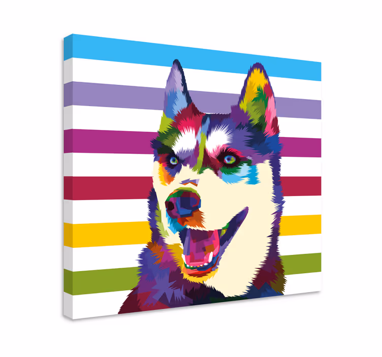 Cuadro perro retrato colorido de husky - TenVinilo