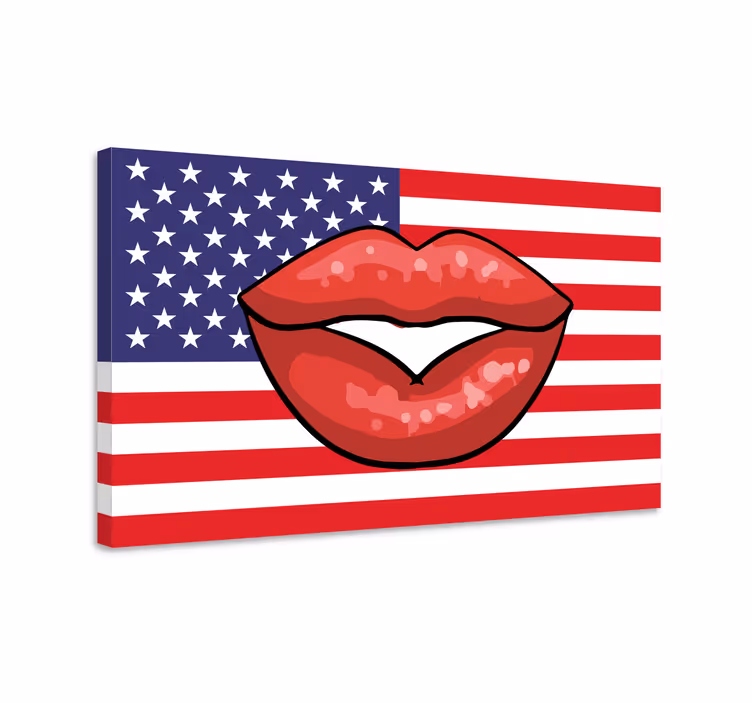 Cuadro vintage labios en la bandera - TenVinilo