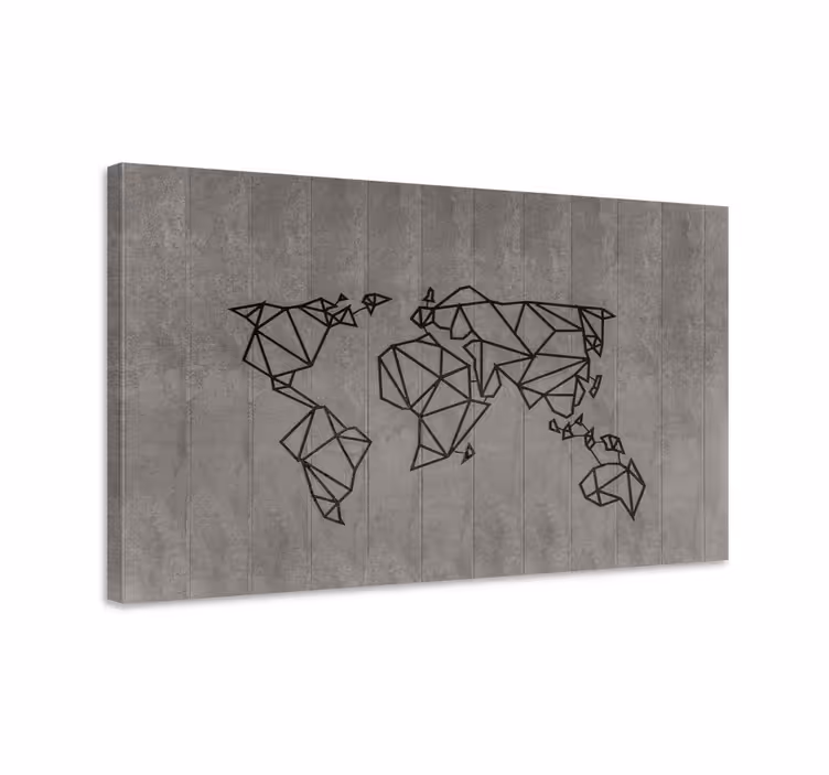 Cuadro mapamundi contorno mundial geométrico - TenVinilo