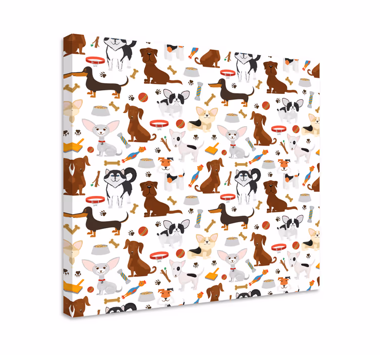 Cuadro perro pareja de cachorros juguetones - TenVinilo