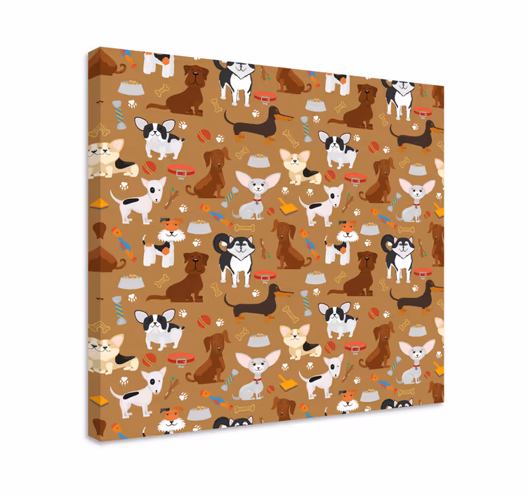 Cuadro perro cachorros marrones - TenVinilo