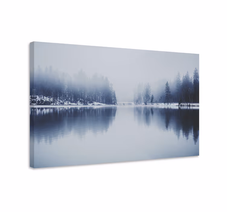 Cuadro paisajes reflejo del bosque nublado - TenVinilo