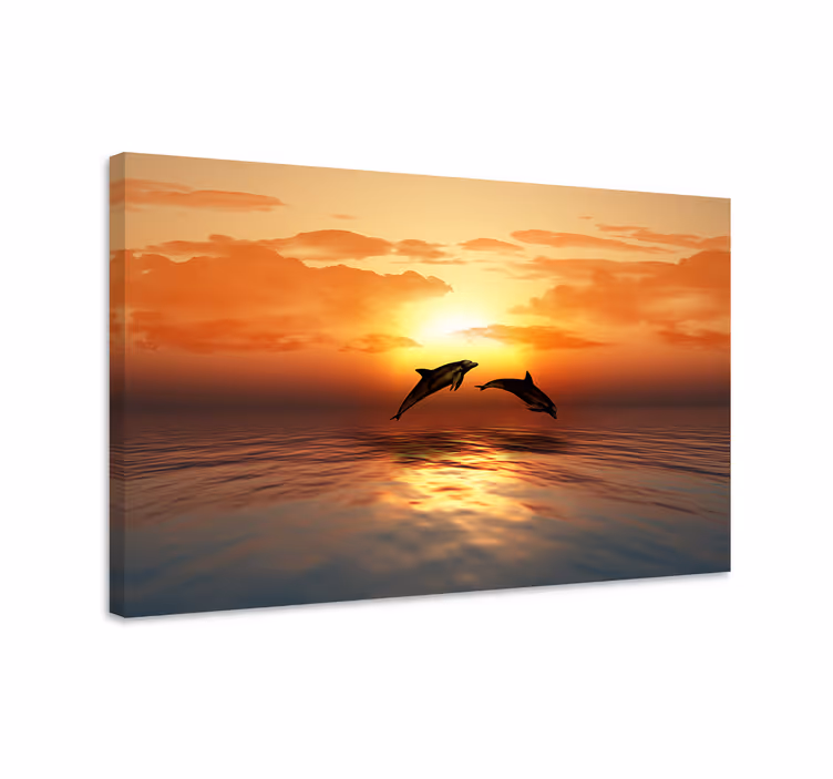 Cuadro marinero delfines al atardecer - TenVinilo