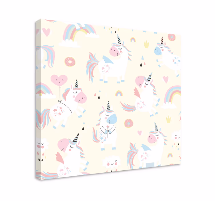 Cuadro de unicornios patrón de unicornios juguetones - TenVinilo