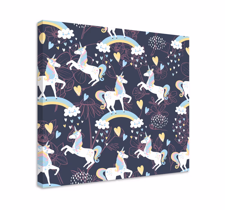 Cuadro de unicornios encantadores jugando - TenVinilo