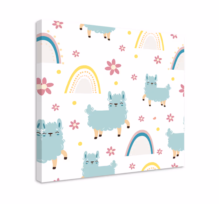 Cuadro animales llama y floral - TenVinilo