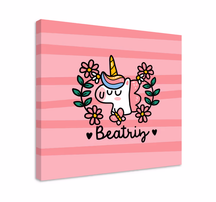 Cuadro de unicornios flores de unicorno adorables - TenVinilo