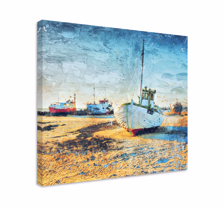 Cuadro paisajes barcos de pesca en el muelle - TenVinilo