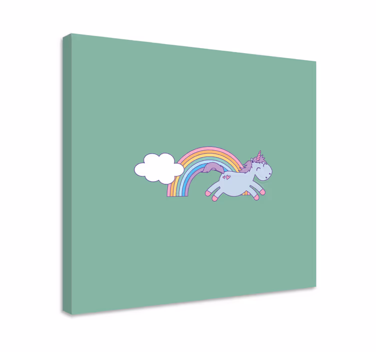 Cuadro de unicornios unicorno feliz saltando - TenVinilo