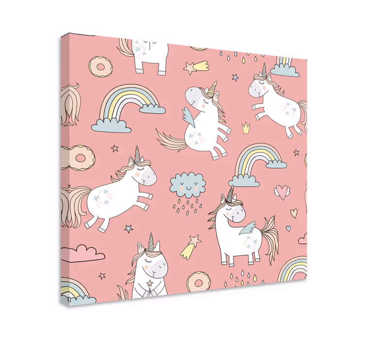 Cuadro de unicornios patrón de unicornio juguetón - TenVinilo