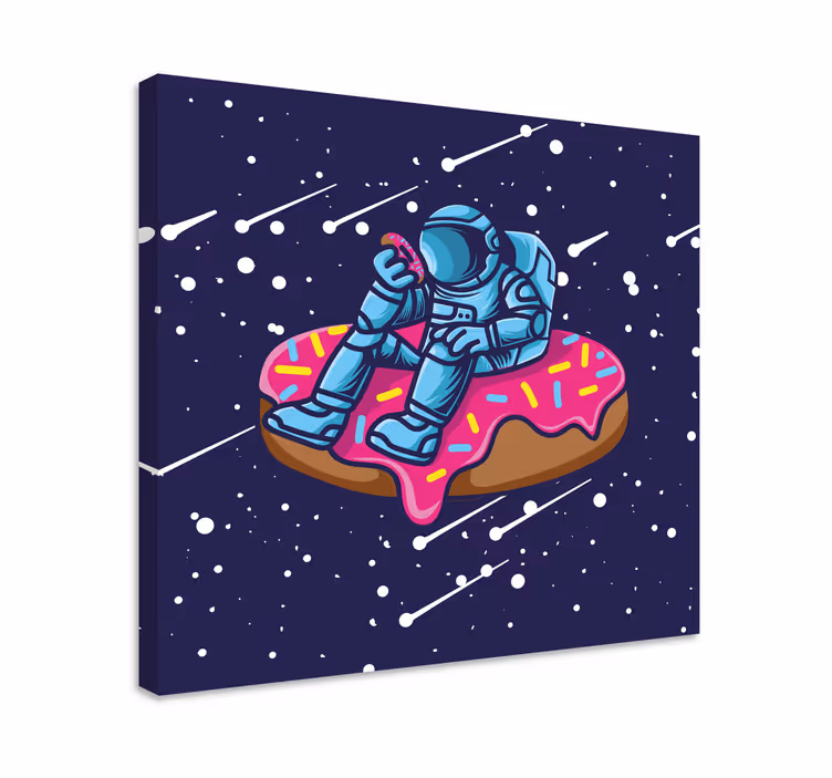 Cuadro decorativo videojuego astronauta en donut - TenVinilo