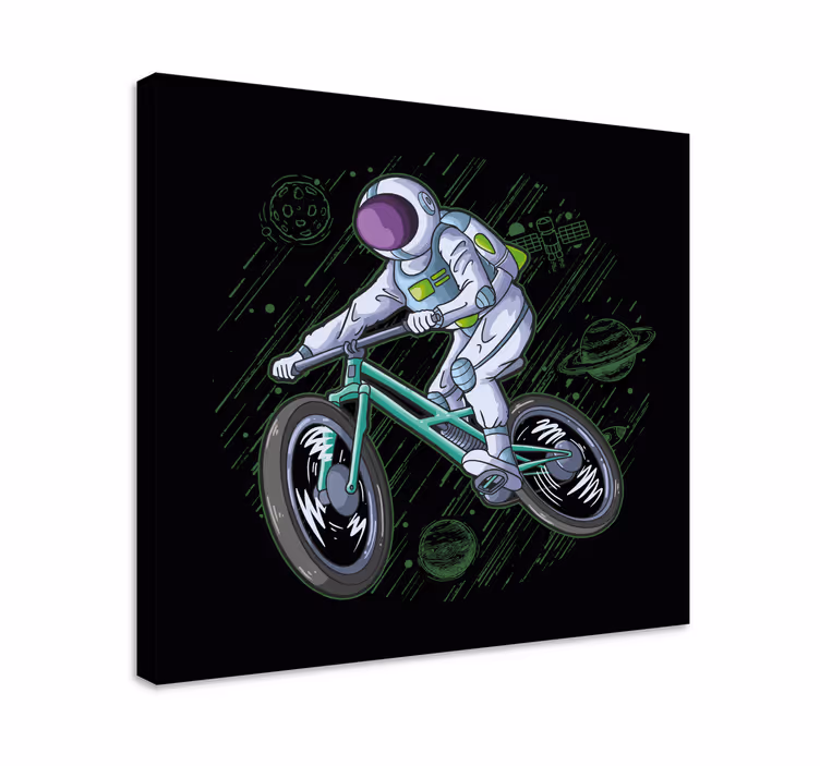 Cuadro videojuego astronauta en bicicleta - TenVinilo