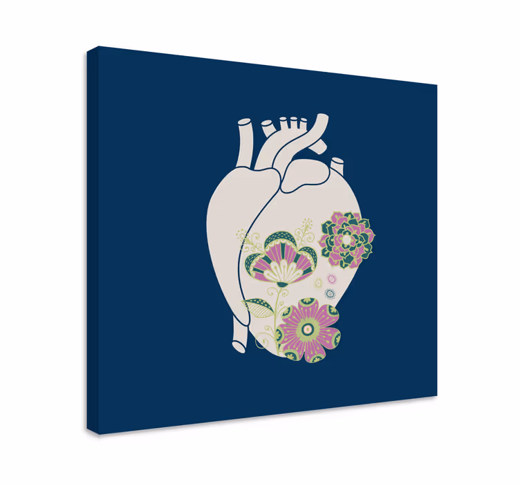 Cuadro abstracto diseño floral en corazón - TenVinilo