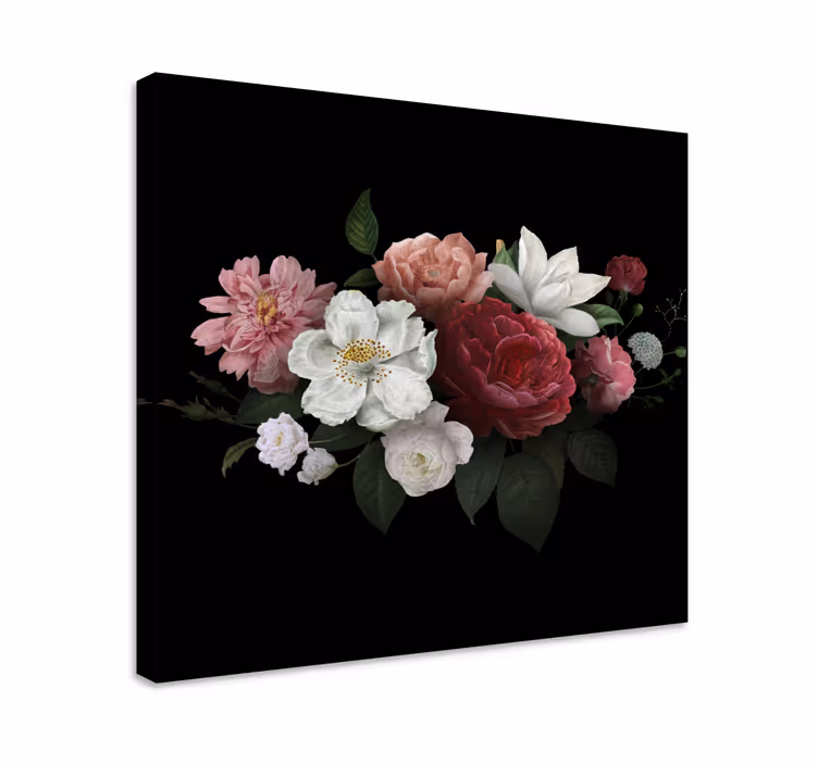 Cuadro de flores arreglo floral dramático - TenVinilo