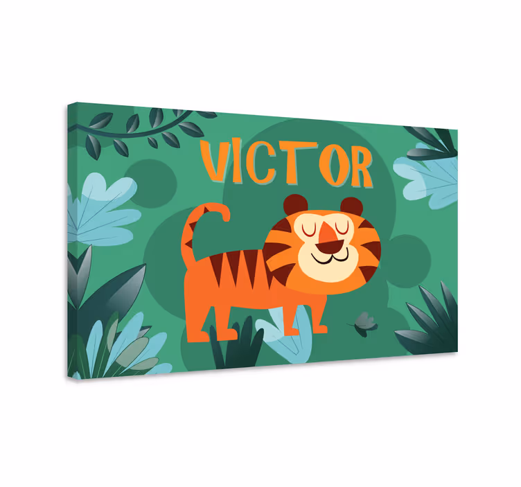 Pintura habitación bebé Lindo tigre para niño con nombre - TenVinilo