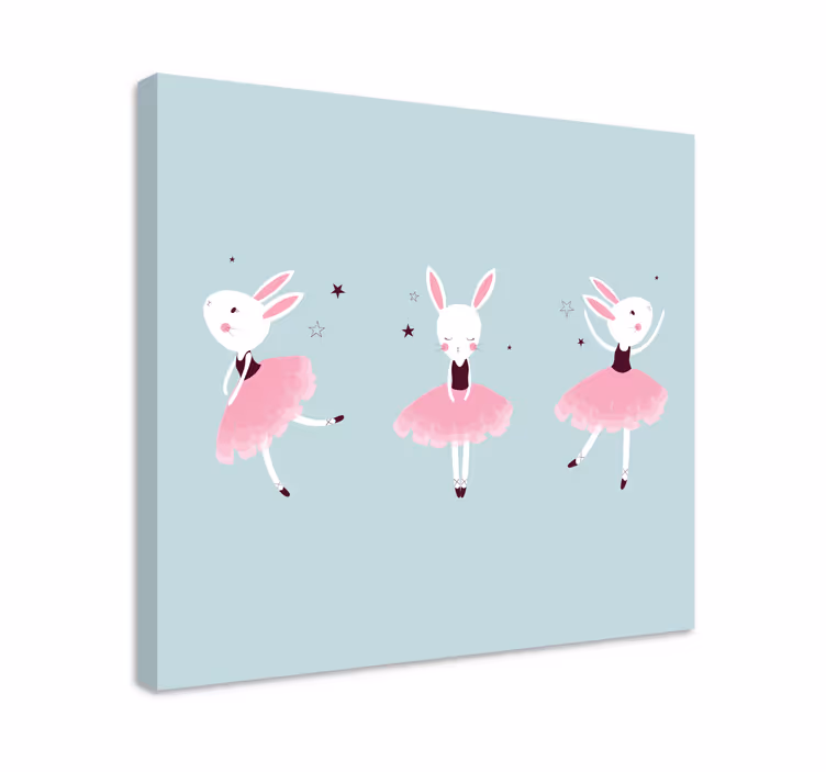 Cuadro de personas con conejitos bailarines - TenVinilo
