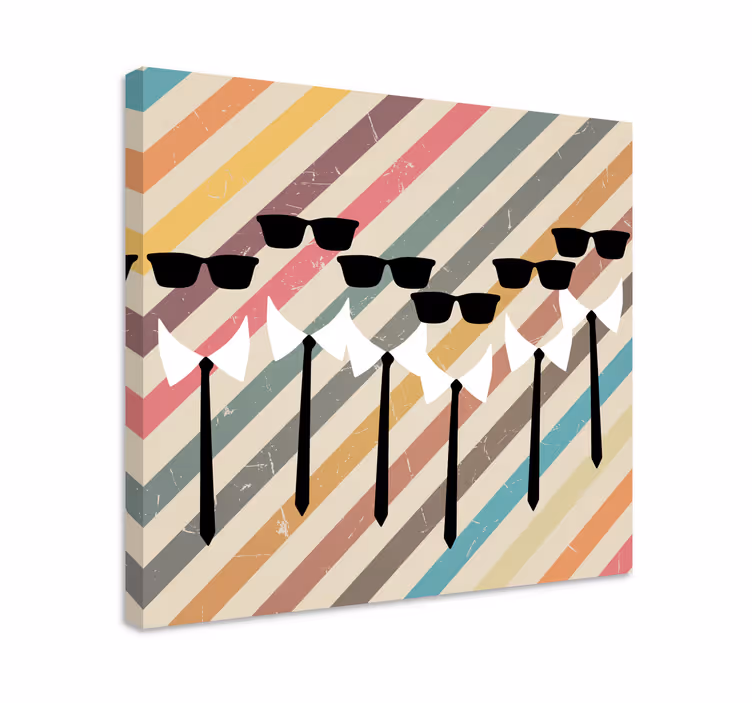Cuadro flores figuras elegantes con gafas de sol - TenVinilo