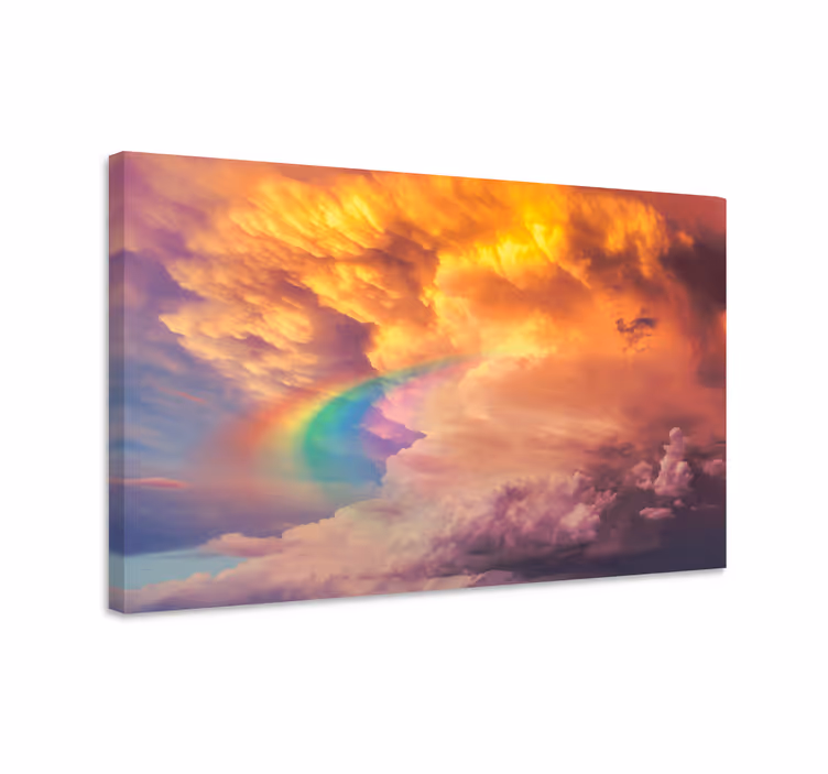 Cuadro paisajes cielo nublado vivo arcoíris - TenVinilo