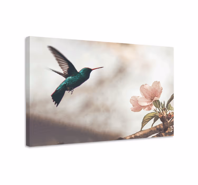 Cuadro aves colibrí y flores - TenVinilo