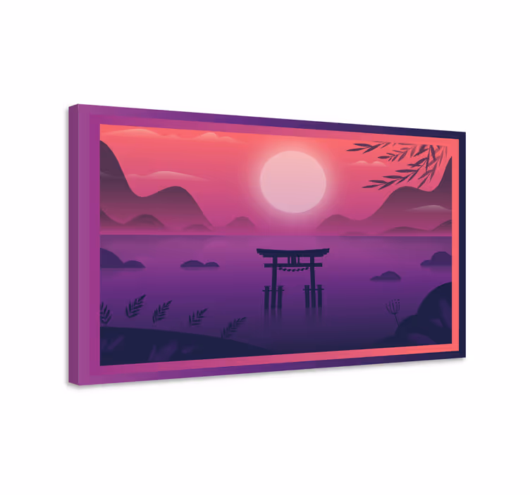 Cuadro oriental puerta torii del atardecer - TenVinilo