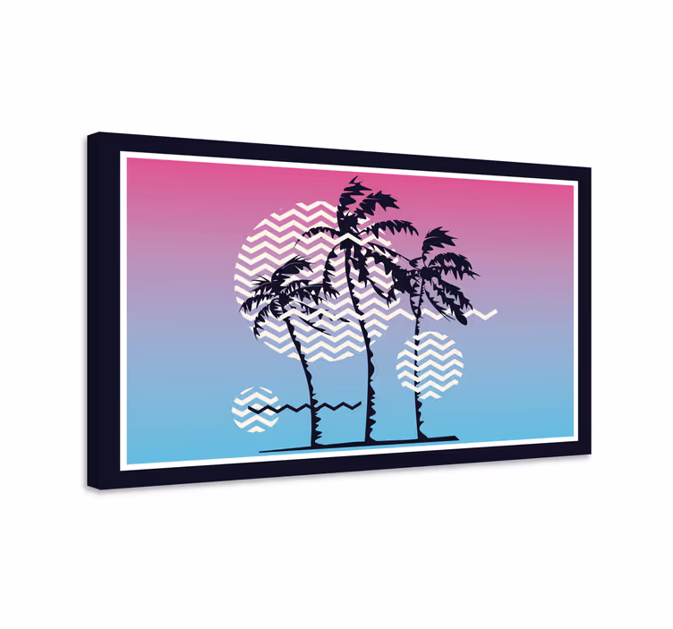 Cuadro vintage Palmeras al atardecer retro - TenVinilo