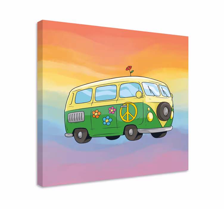 Cuadro vintage camioneta de la paz colorida - TenVinilo