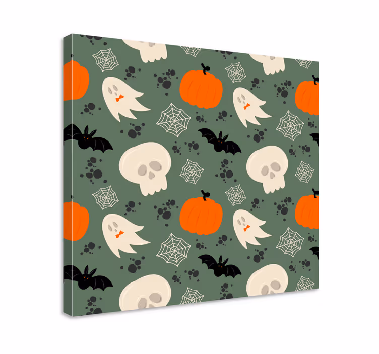 Cuadro dinosaurios con elementos de halloween - TenVinilo