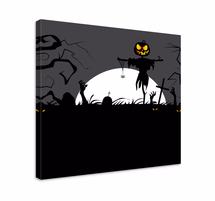 Cuadro vintage escena de calabaza embrujada - TenVinilo