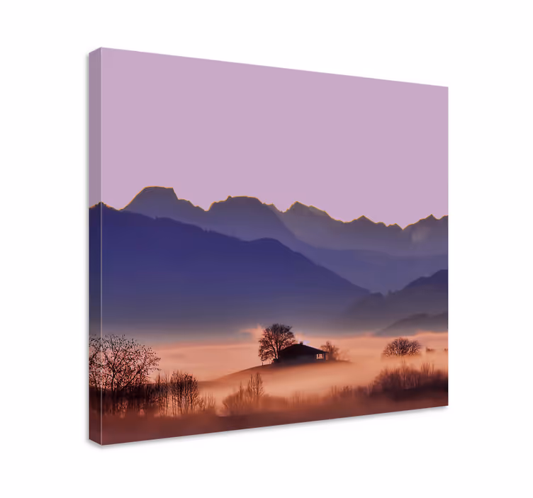 Cuadro paisajes serenidad de niebla en montaña - TenVinilo