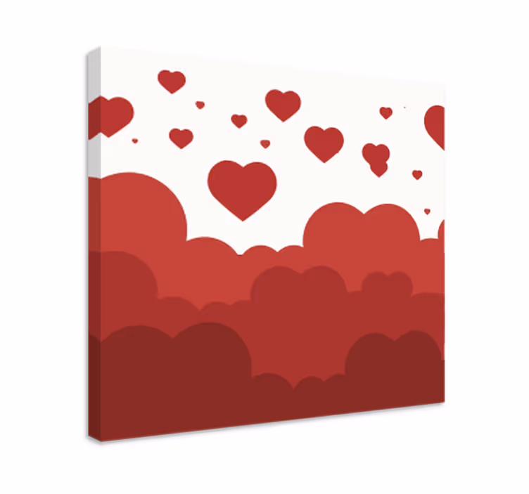 Cuadro para dormitorio Diseño de nube de corazón rojo - TenVinilo