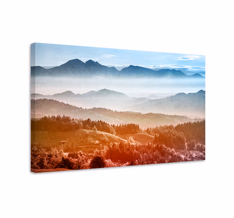 Cuadro paisajes vista de montaña brumosa - TenVinilo