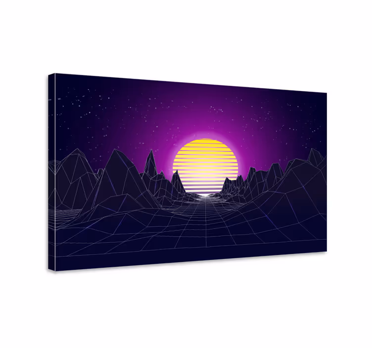 Cuadro moderno paisaje geométrico de atardecer - TenVinilo