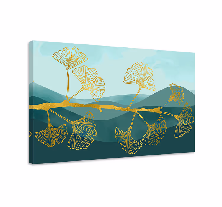 Cuadro de flores reflejo de hoja de ginkgo - TenVinilo