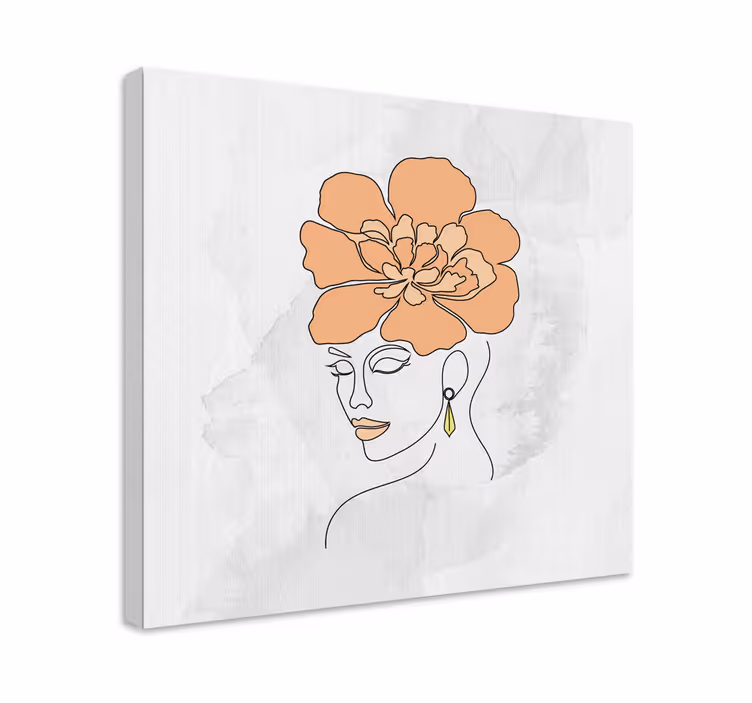 Cuadro arte retrato floral elegante - TenVinilo