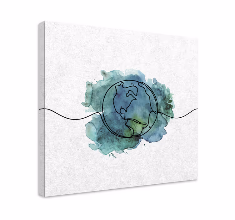 Cuadro mapamundi contorno contemporáneo de la tierra - TenVinilo