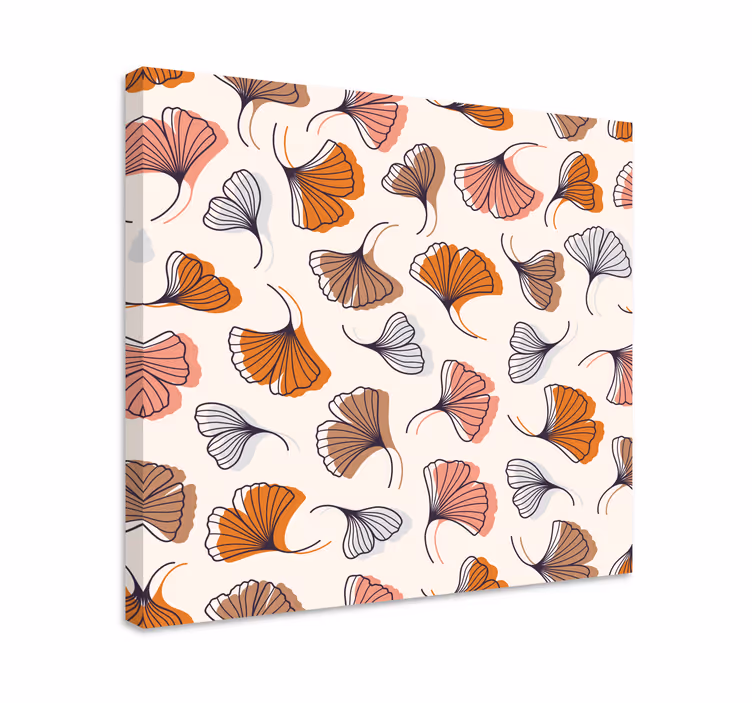 Cuadro de flores patrón floral de ginkgo - TenVinilo