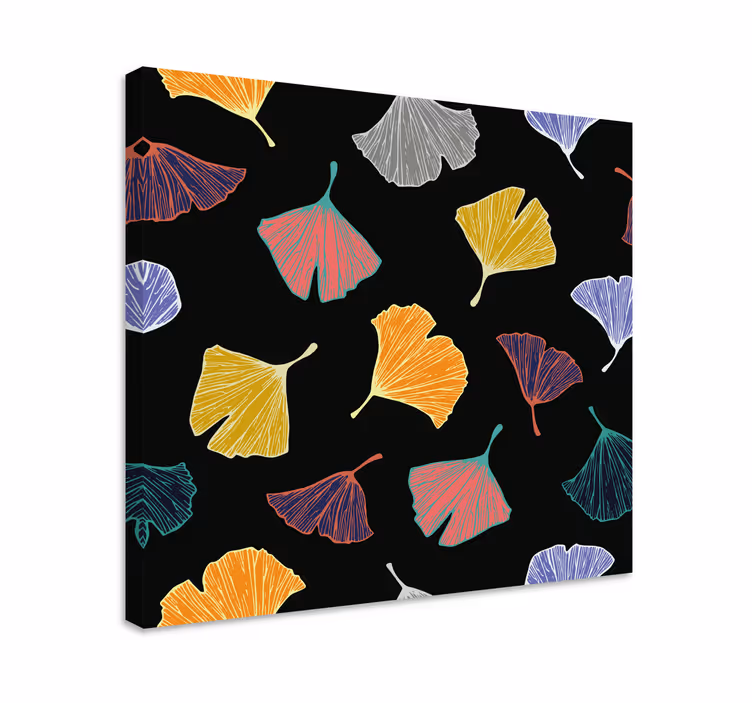 Cuadro de flores ilustraciones de hojas de ginkgo - TenVinilo