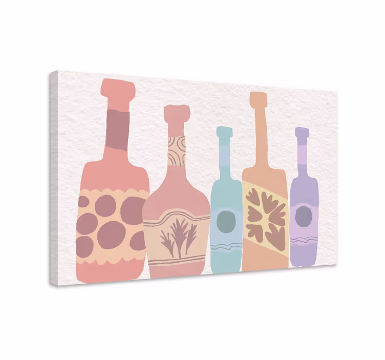 Cuadro ornamental siluetas de botellas coloridas - TenVinilo