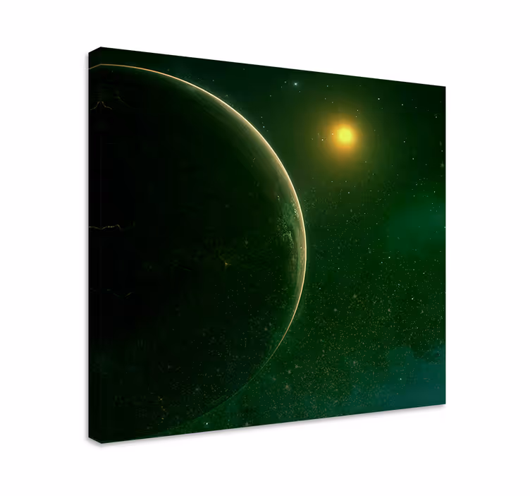 Cuadro mandala esfera verde cósmica - TenVinilo