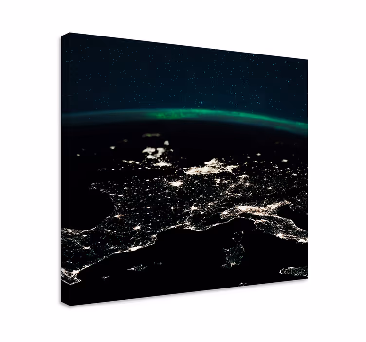 Cuadro mapamundi vista aérea nocturna - TenVinilo