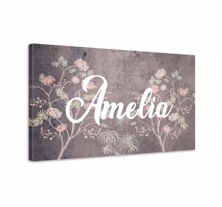 Cuadro de flores diseño floral con nombre - TenVinilo